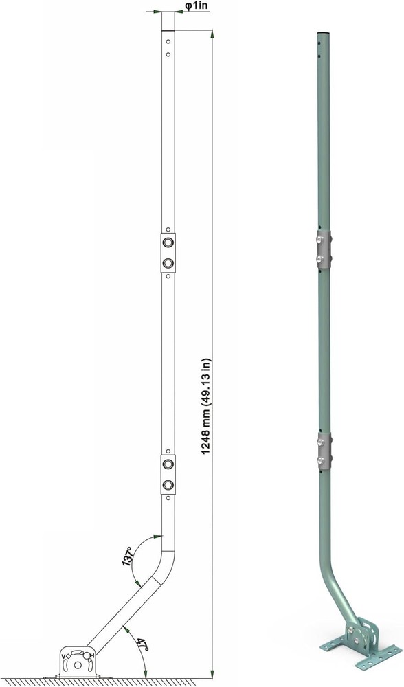 Universal Adjustable Mounting Pole for Antennas - 1" Diameter, Easy Install