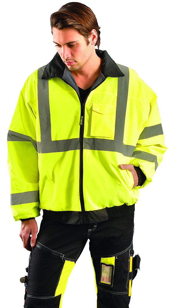 X-Large Hi-Viz Yellow Polyester Bomber Jacket