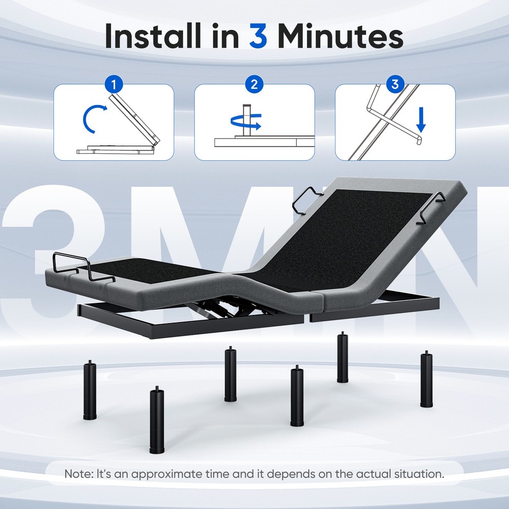 Used Adjustable Bed Frame Zero Gravity Powered Base w/ Massage Remote Twin XL