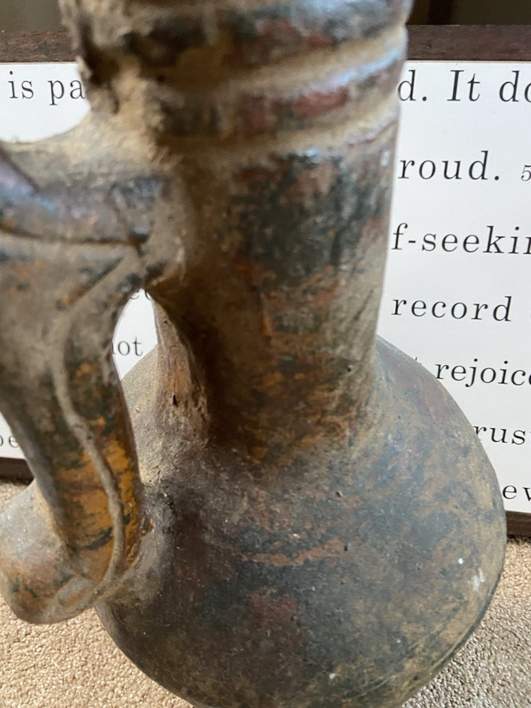 Antique Primitive Tall Ceramic Pottery Jug!