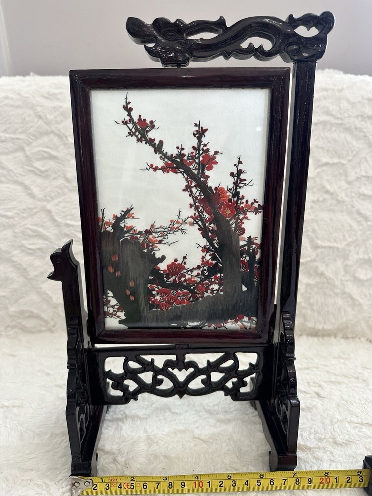 Antique Chinese Hand Embroidered Silk Double Sided Screen