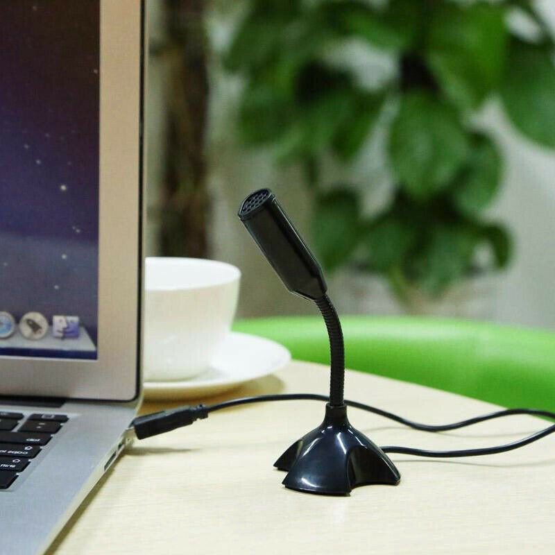 Black USB Mini Desktop Speech Microphone Stand for PC Laptop Computer Notebook G