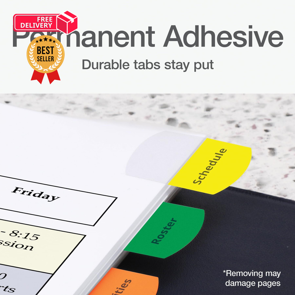 Redi-Tag Laser Printable Tabs, Permanent Index 375 labels, Primary