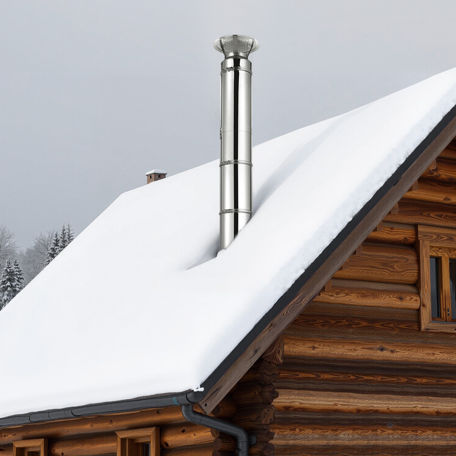 VEVOR 6 x 36 Inch Double Wall Insulated Chimney Pipe Stainless Steel Stove Pipe