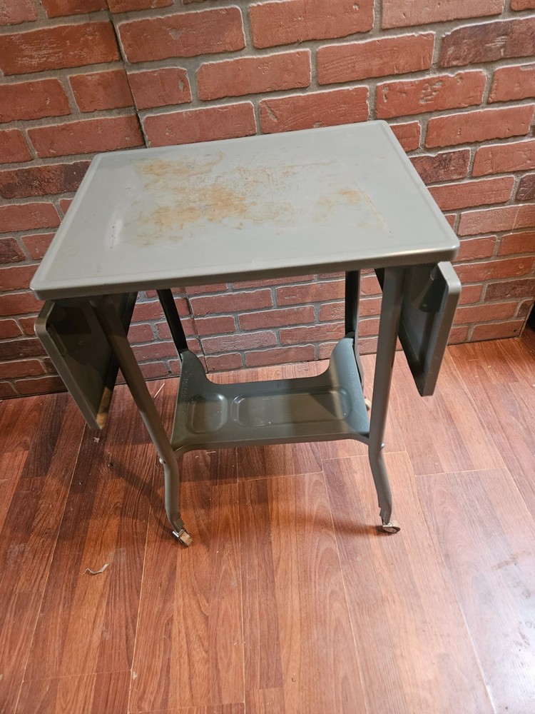 Mid Century Industrial Style Typewriter Table with Drop Leafs