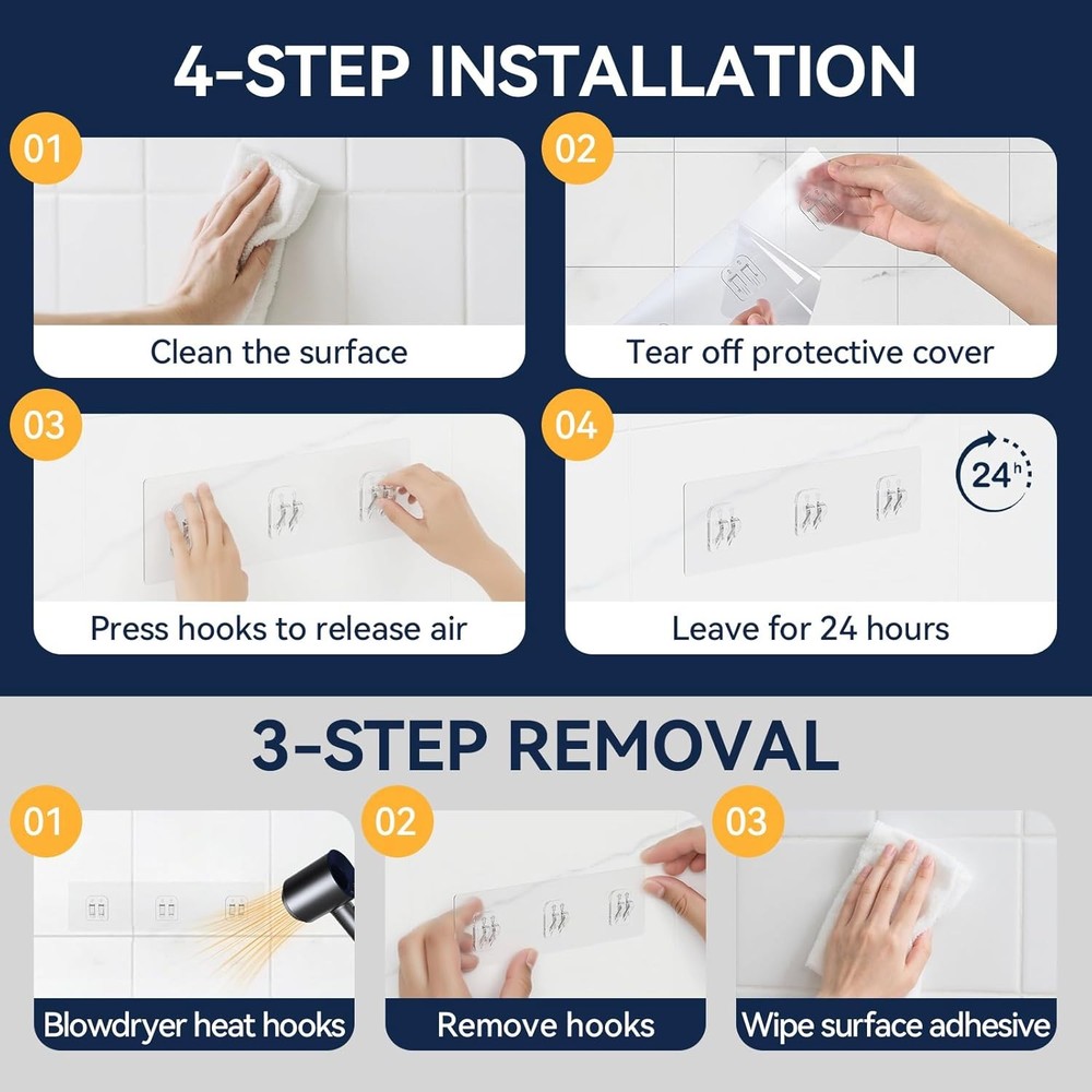 9-Pack Shower Caddy Adhesive Replacement - Transparent Shower Adhesive Strips ..