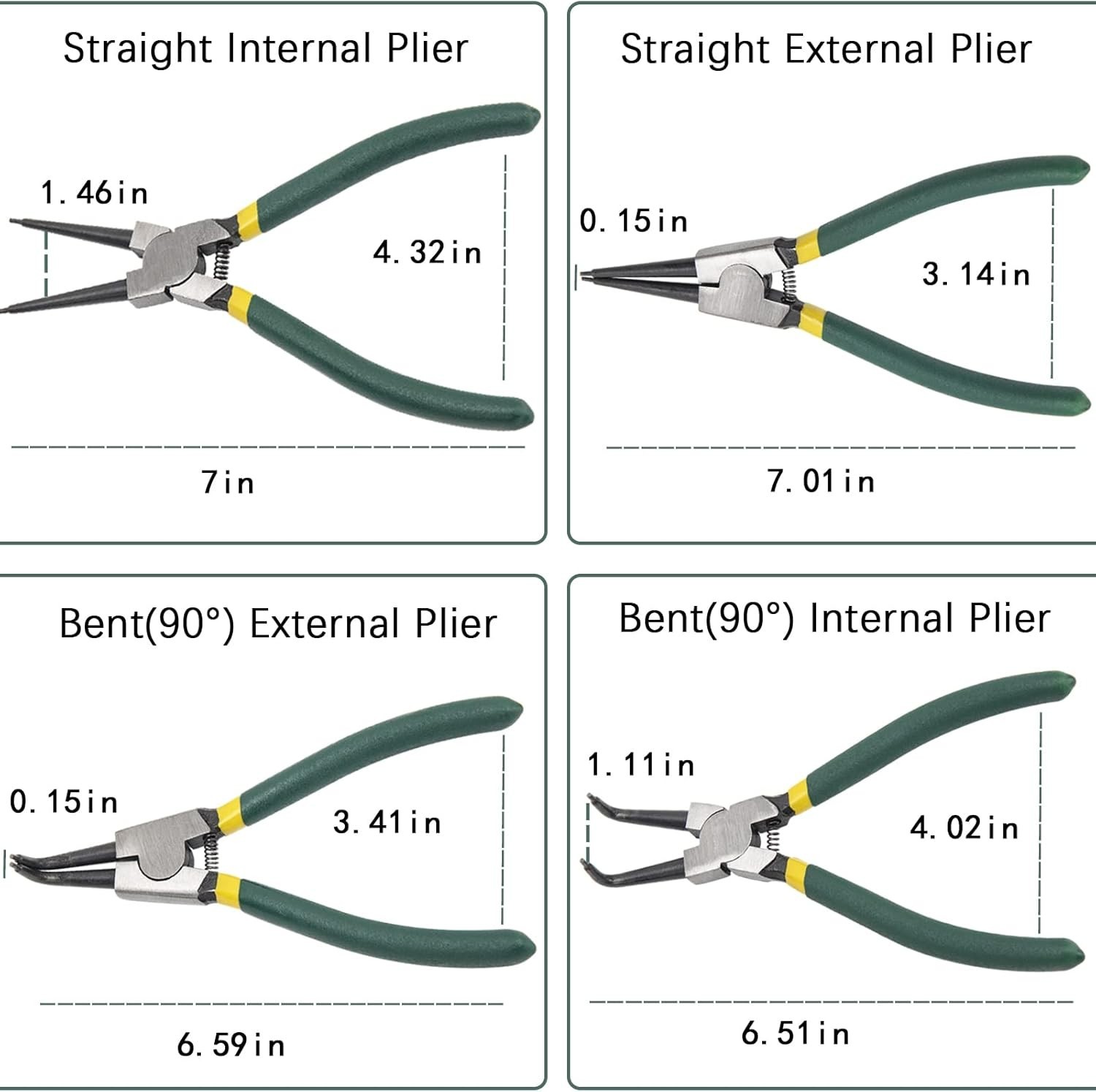 4Pcs 7" Internal/External Snap Ring Pliers Set Heavy Duty Circlip Pliers Kit