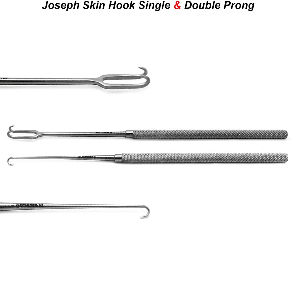 Joseph Mucosa Skin Hook Single & Double Prong Surgical Dermatologic Surgery Tool
