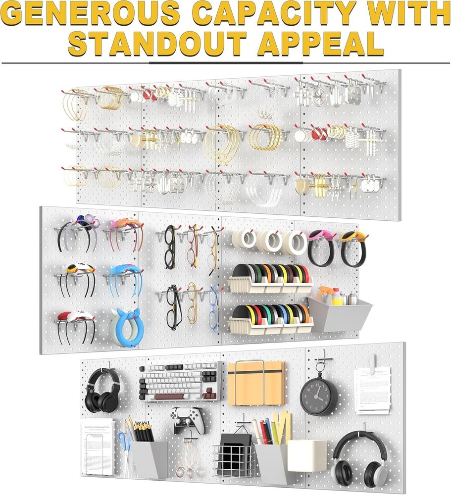 Versatile Gray Pegboard Wall Panels - Rust-Resistant with Easy Installation