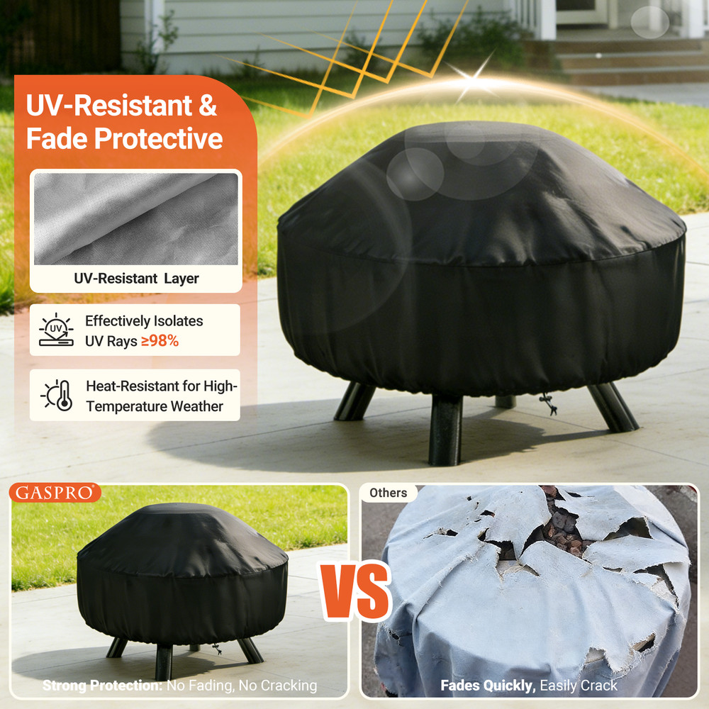 32" Fire Pit Cover Waterproof Round 22-32" Outdoor Windproof Drawstring
