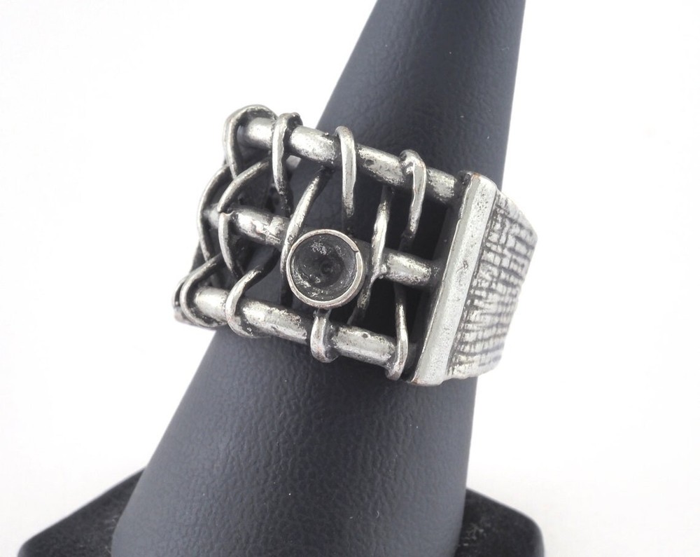 Ring Adjustable Ring Setting Antique Silver Plated brass 8US size 3018