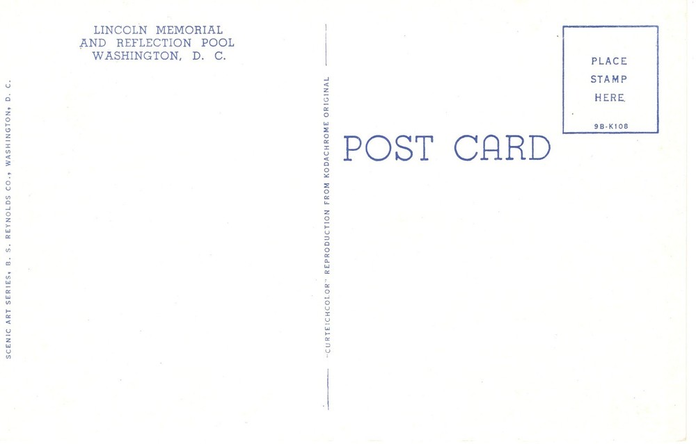 LINCOLN MEMORIAL & REFLECTION POOL, WASHINGTON, D.C. - PC4497