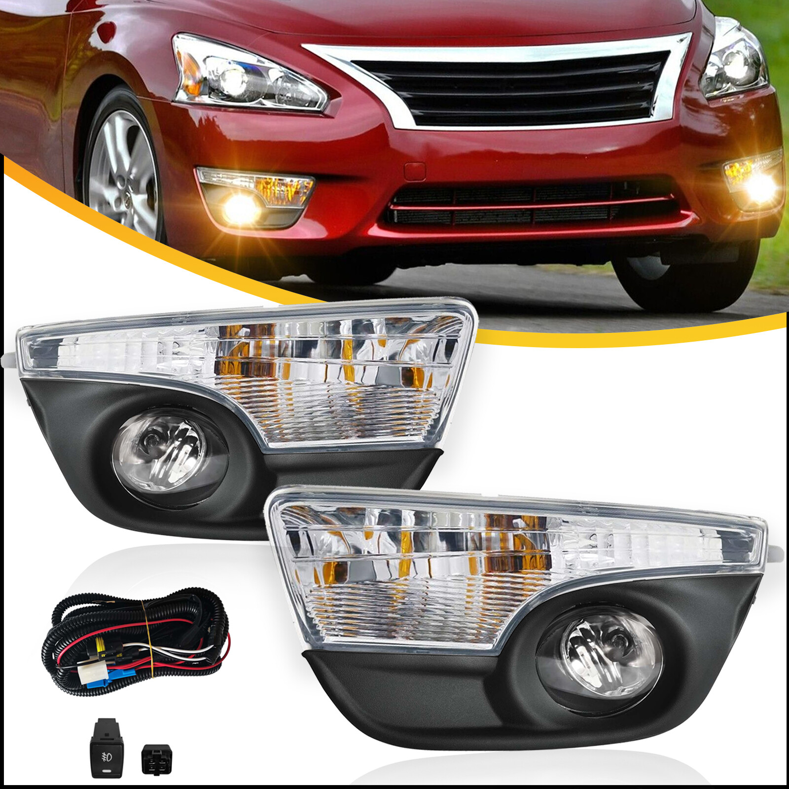 Pair Fog Light & Corner Turn Signal Lamp w/ Wiring For 2013-2015 Nissan Altima