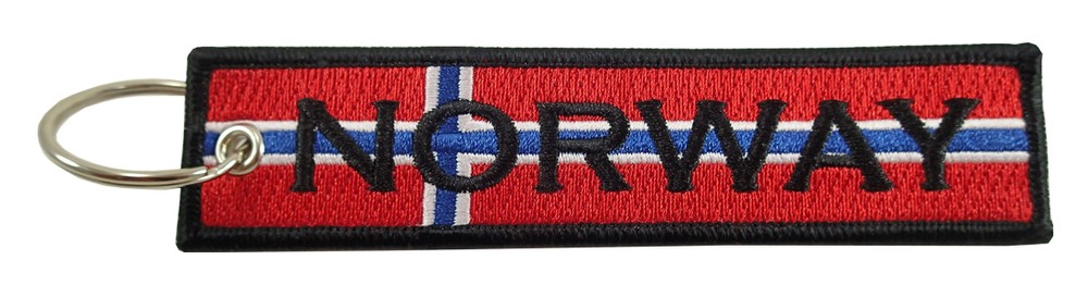 NORWAY Flag Key Chain, 100% Embroidered