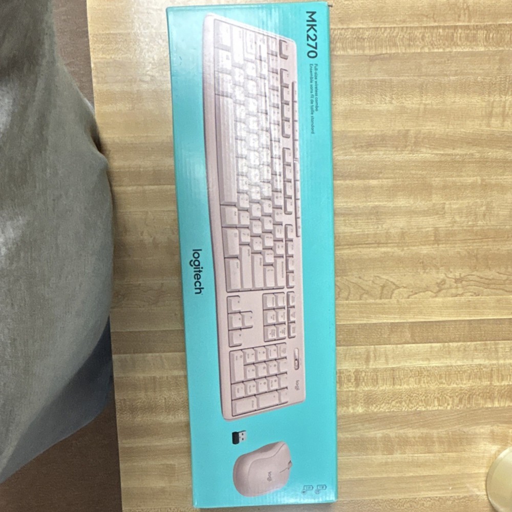 Logitech MK270 Wireless Keyboard Mouse Combo Pink Plug & Play Enhanced Keys