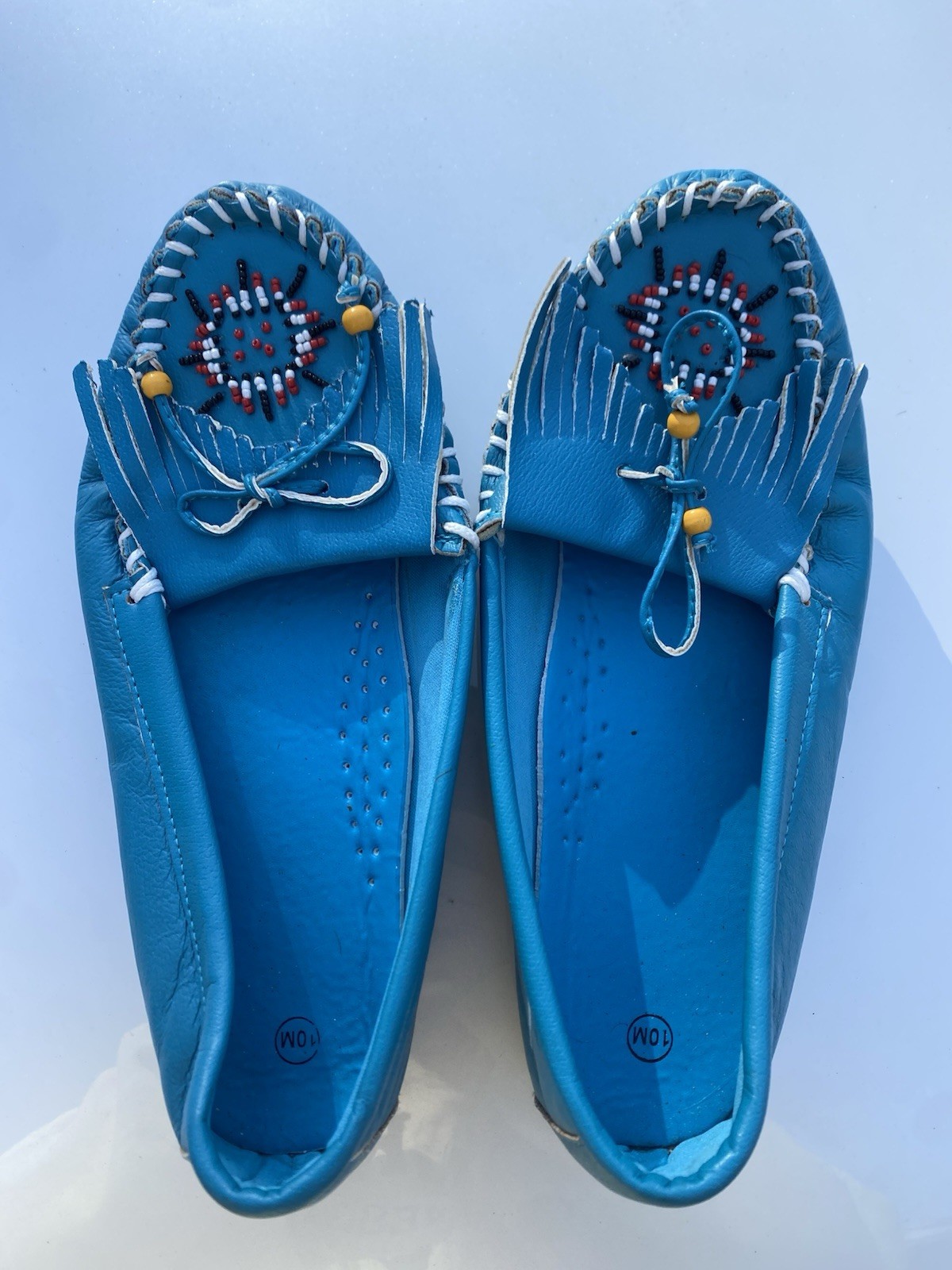 Vintage Turquoise Beaded Moccasins Native American Women’s 10