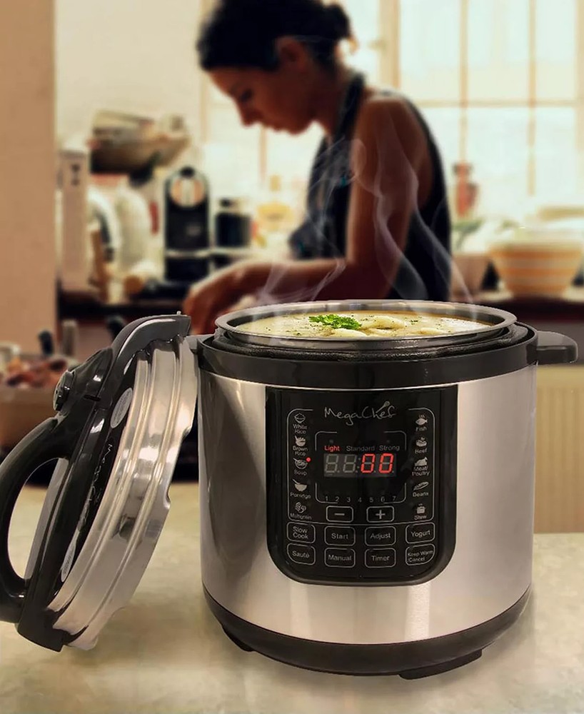 Megachef 8-Quart Digital Pressure Cooker – Steel, Black & Silver,Multi-Function