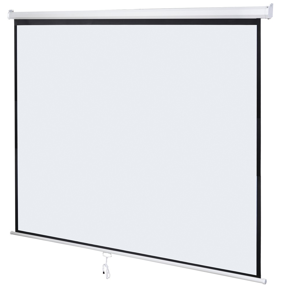 84 inch Pull Down Projector Screen Foldable and Portable Sided 1:1 Ratio White