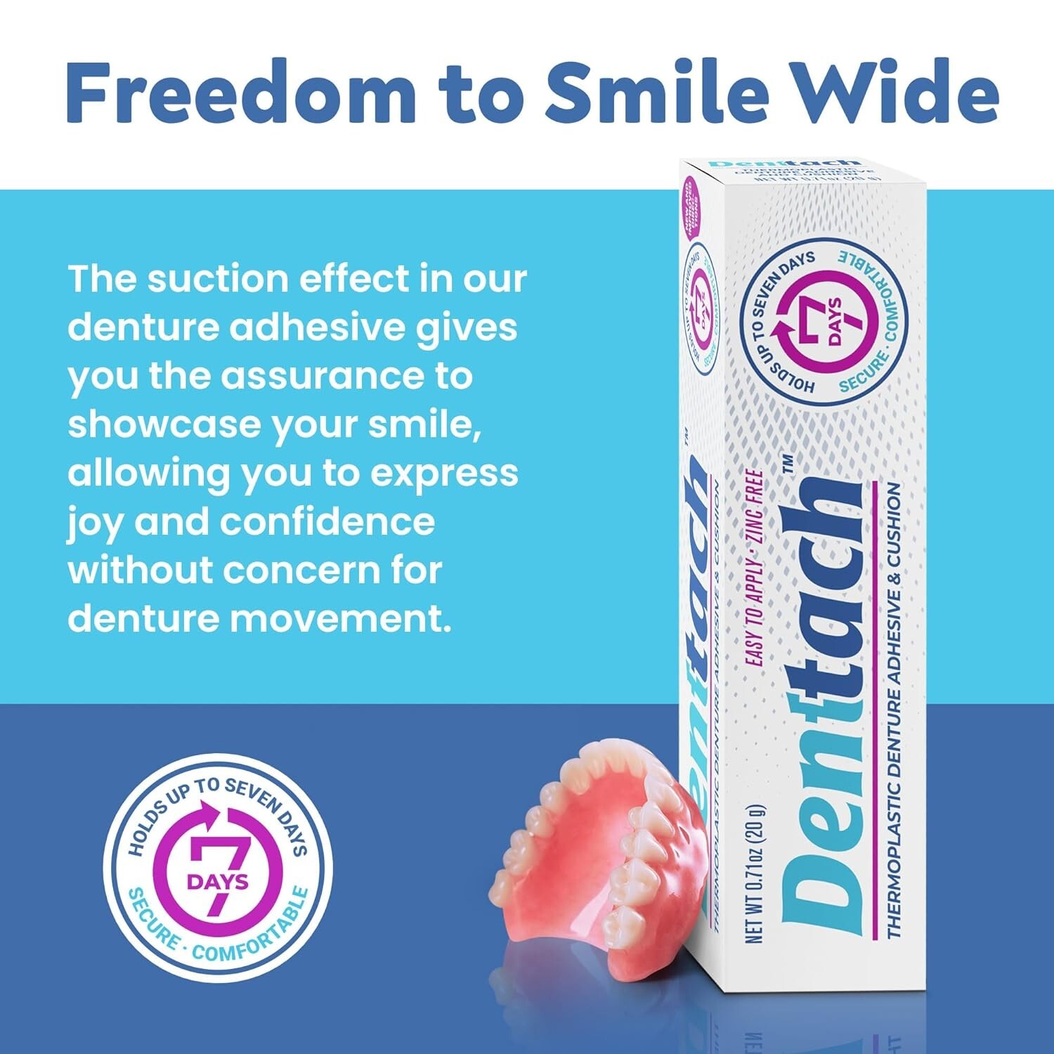 Denttach Denture Adhesive, Thermoplastic Denture Adhesive and Cushion for 7 Days