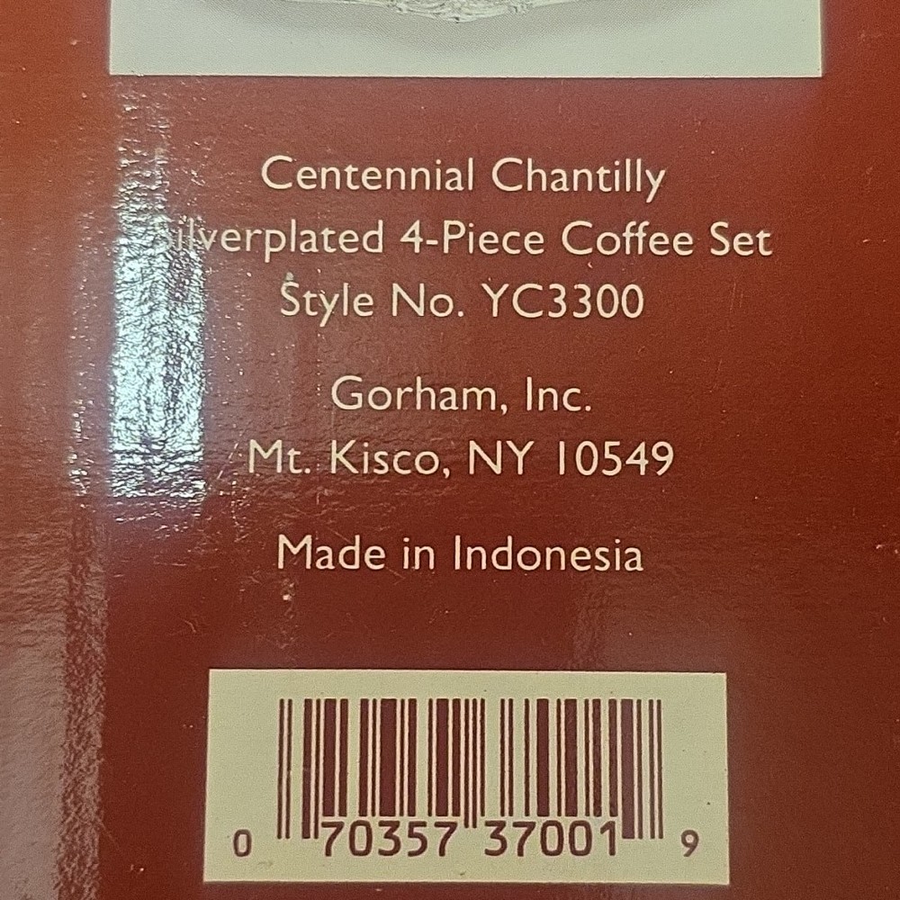 NEW VTG Gorham Silverplate Centennial Chantilly 4 Piece Coffee Set YC330 RARE