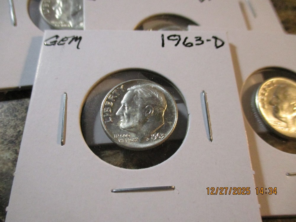 1963-D ROOSEVELT SILVER DIME GEM        XO