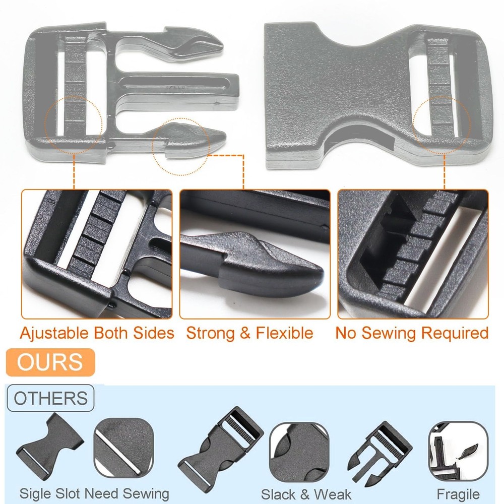 1 inch Buckle, 2 Pack Quick Side Release Buckles, Replacement Plastic Buckles...