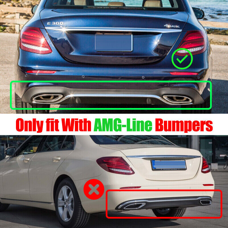 Rear Bumper Diffuser Lip W/ Exhaust Tips For 2016-2020 Benz W213 E300 E400 E43