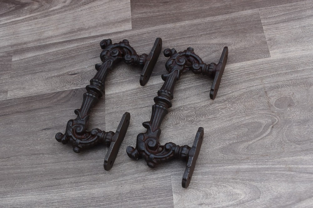 Victorian Handmade iron dragon door cabinet screen handles Knob pull rustic 2 pc