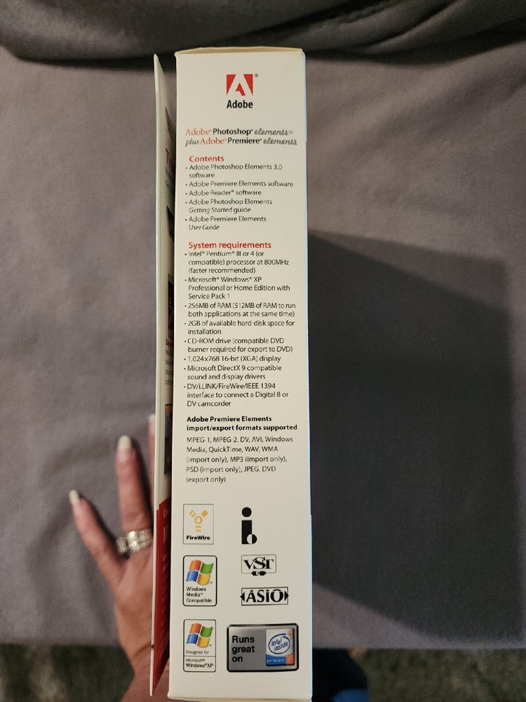 Adobe Photoshop Elements 3.0 plus Adobe Premiere Elements NISP Priority Ship XP