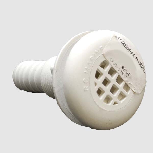 Boat Thru Hull Strainer Fitting | With Screen Barbed White 3/4 Inch