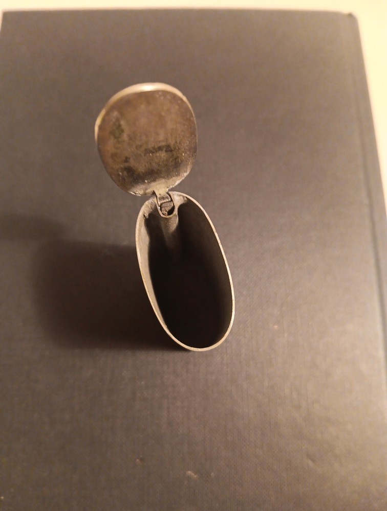 Large Oval Antique Solid Nickle Vesta Match Case D&J IPROVED