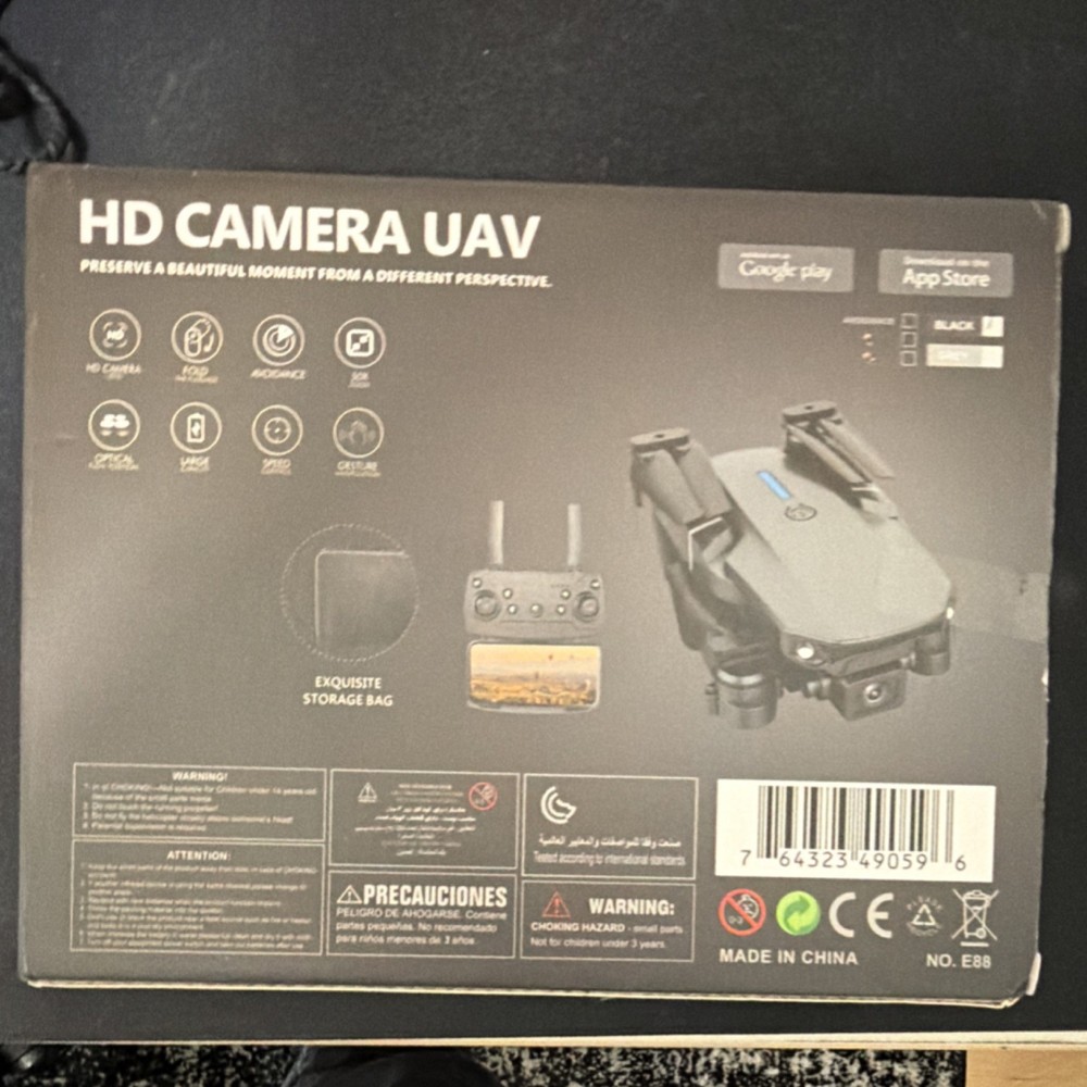 E88 Foldable HD Camera Quadcopter Drone, Headless Mode, Avoidance, App Control