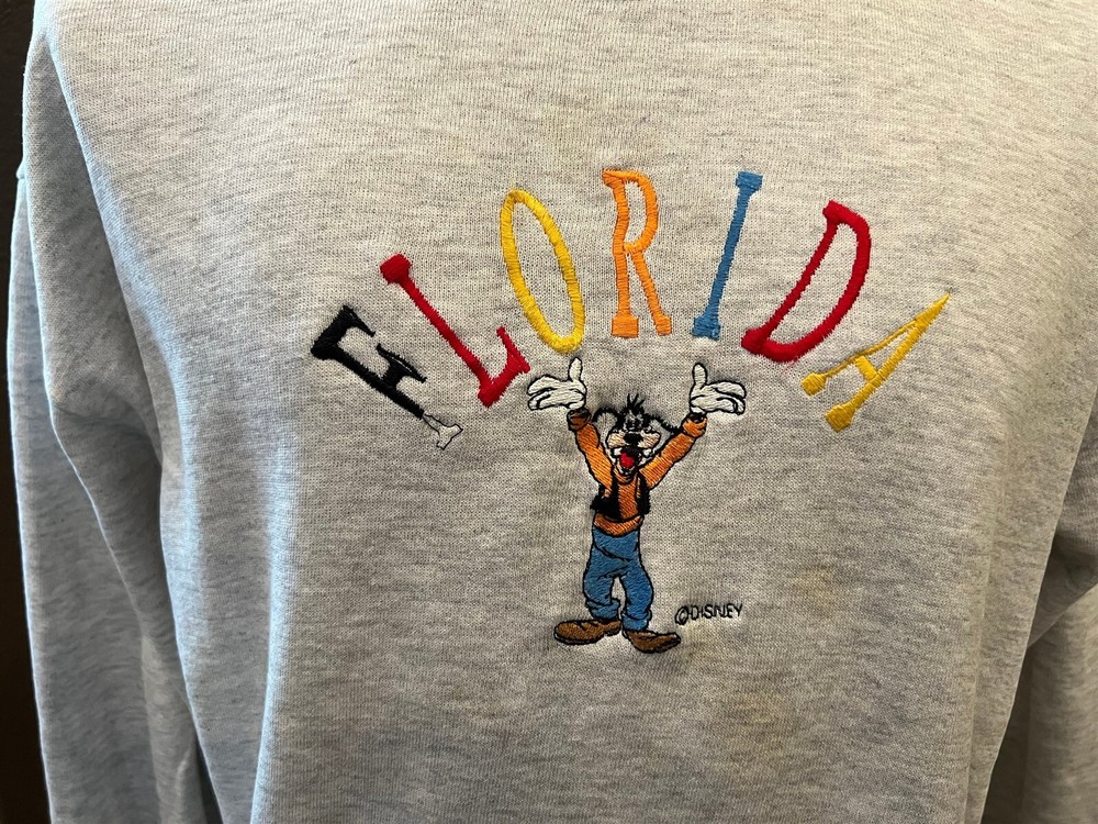 Vintage 90's Goofy Florida Grey Crewneck Sweatshirt Size L