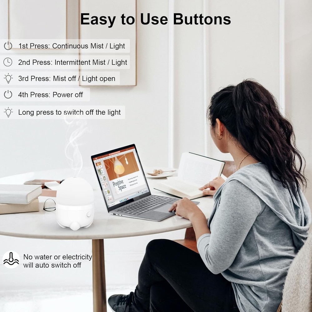 150ML Cordless Essential Oil Diffuser, Rechargeable Battery Powered White