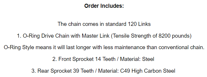 Gold O-Ring Drive Chain & Sprocket Kit for Honda TRX400EX TRX400X 2005-2014