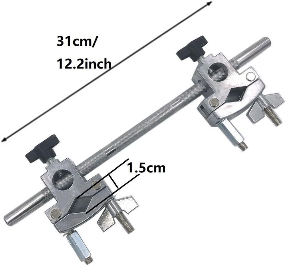 Drum Multi Clamp Adjustable Double Drum Rack Clamp with Straight Rod, Cymbal Sta