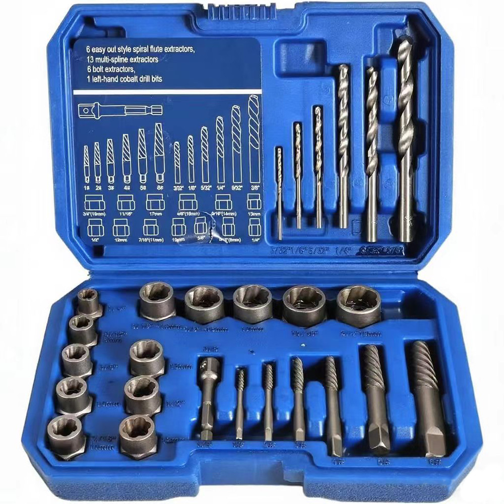 Screws Bolt Extractor Set W/Drill Bit Kit Lug Nut Extraction Sockets 26PCS