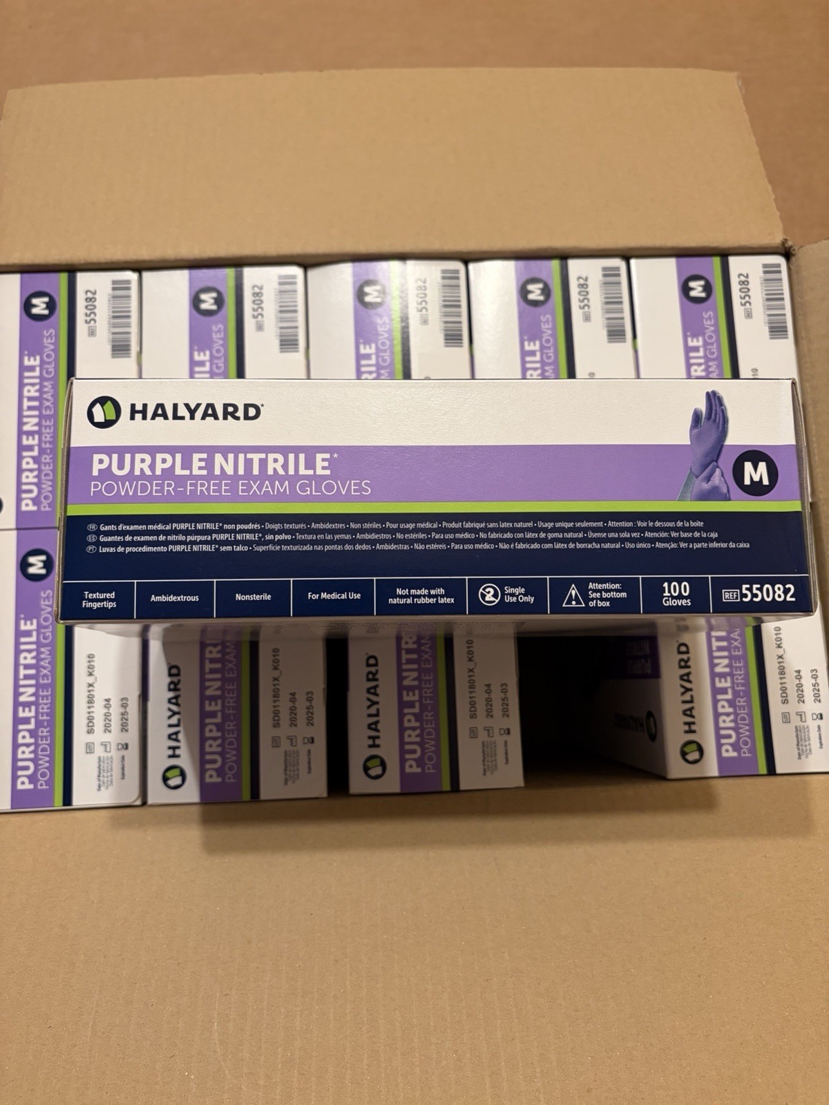 HALYARD PURPLE NITRILE Gloves Powder-Free 55082 10 Boxes (1000ct) Sz M Exp 3/25