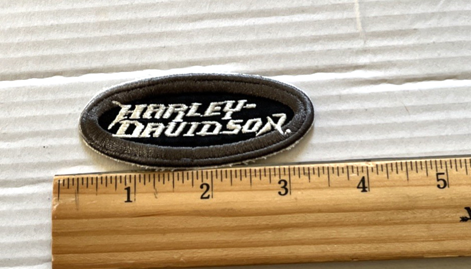 3” Embroidered Harley Davidson Patch Oval, Black, And White