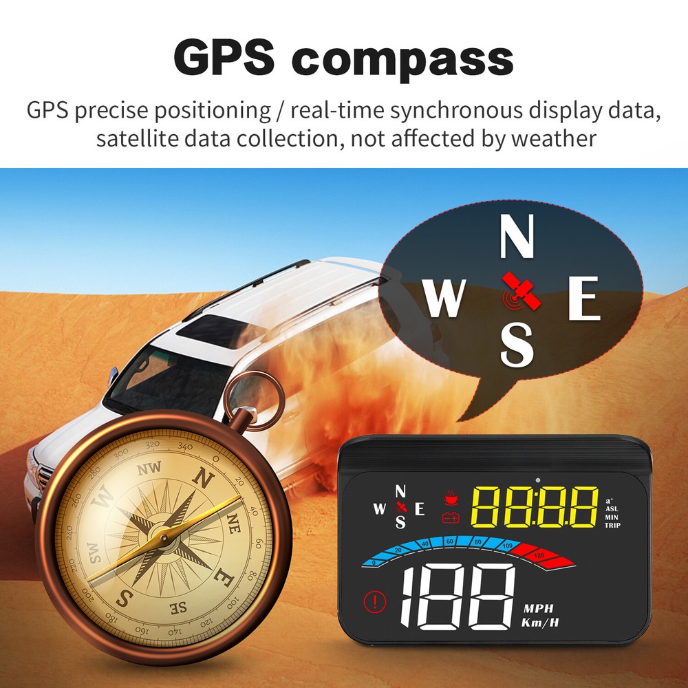 M16 Car HUD Windshield Speed Projector GPS Speedometer Overspeed Alarm System