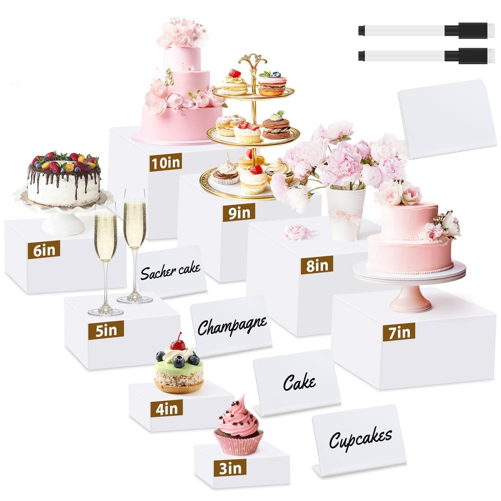 8Pcs Buffet Risers, Large Food Risers for Buffet Table, Acrylic Cube Boxes Di...