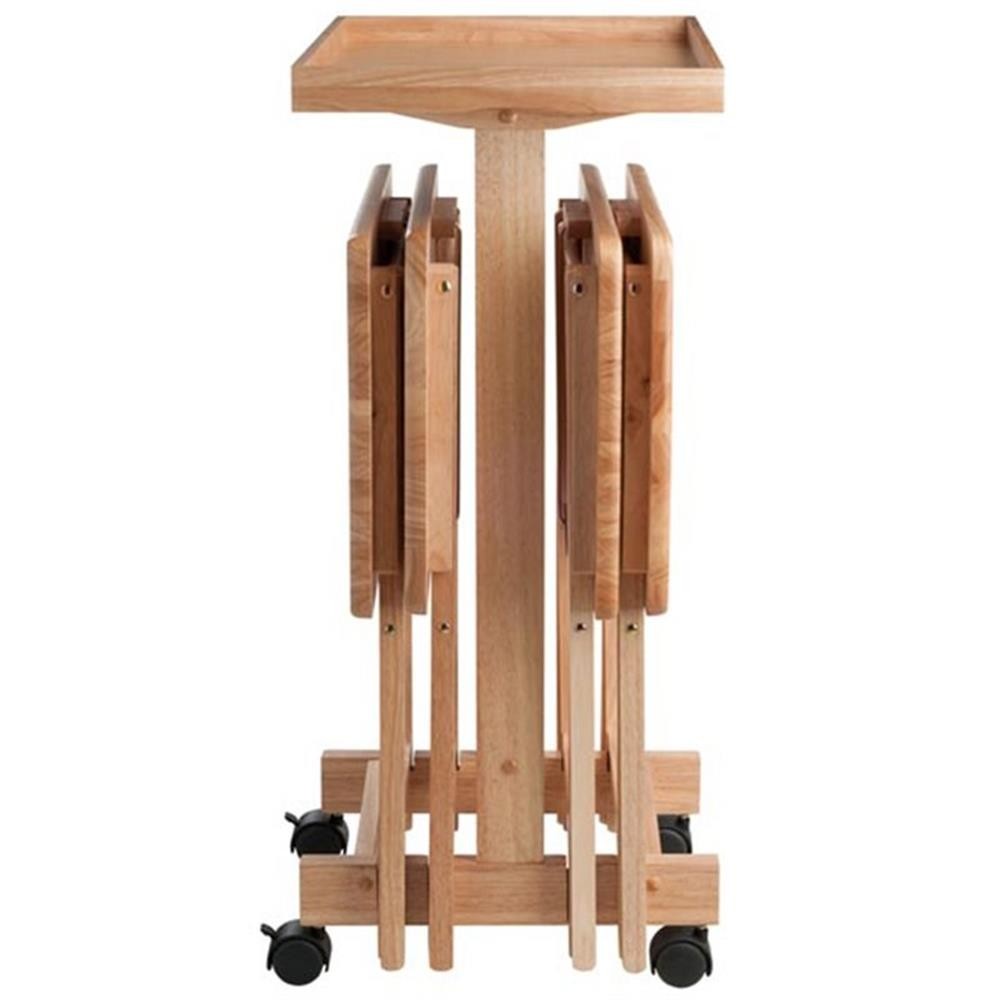 Bowery Hill 6-Piece Transitional Solid Wood Snack Table Set in Natural