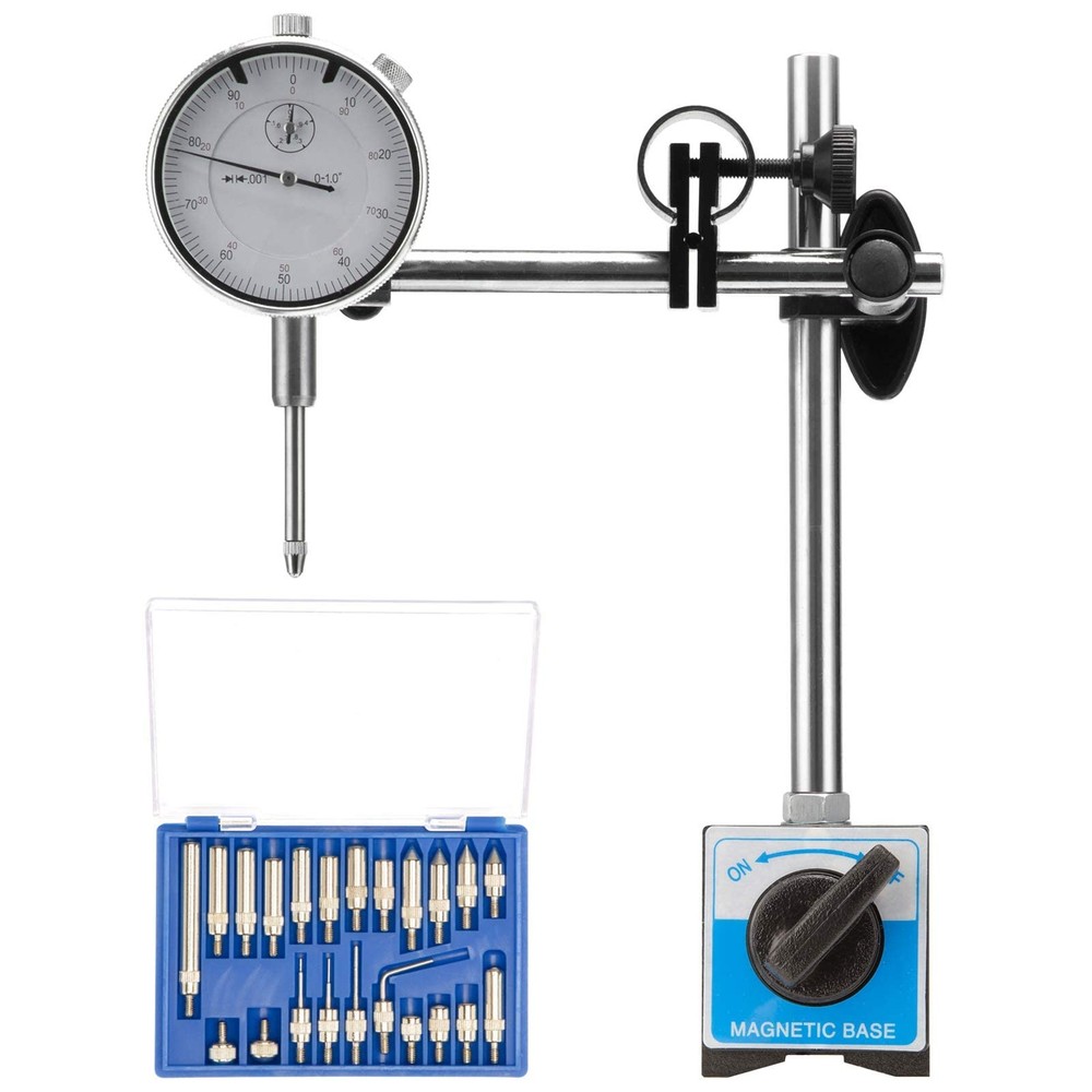 NACHEE Dial Indicator with Magnetic Base Holder Differential Backlash Silver