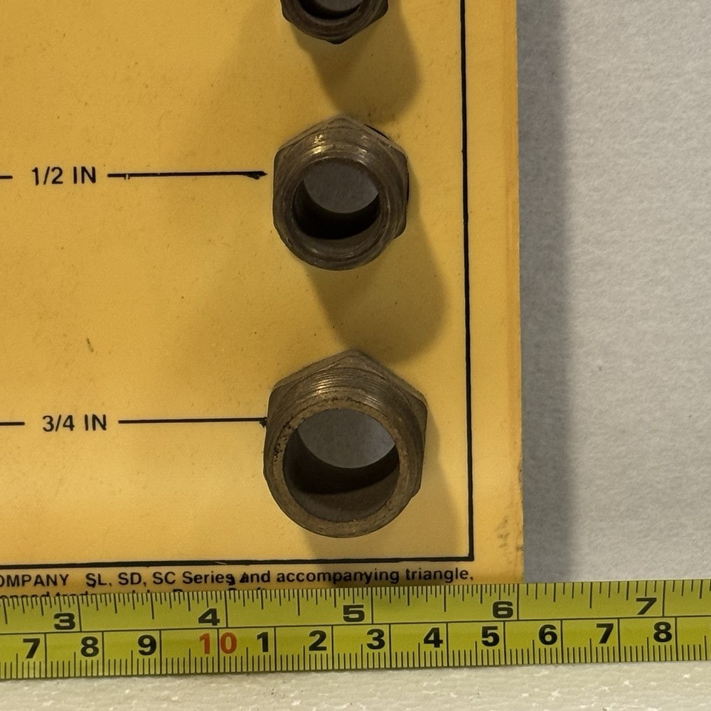 Brass Craft Gas Connector Sizing Guide Tool Board display Size Thread samples