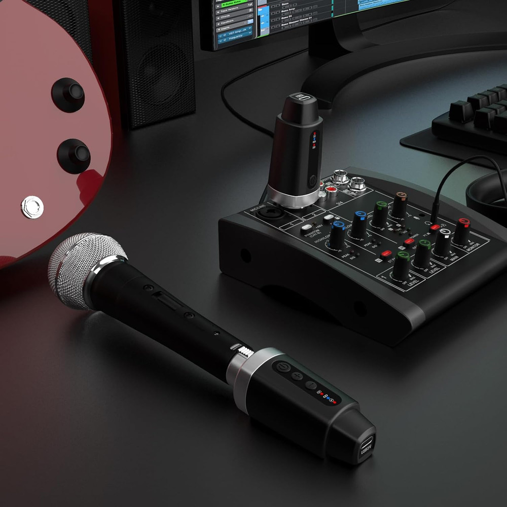 Wireless Microphone Transmitter Receiver 2.4Ghz, XLR Microphone Wireless System,