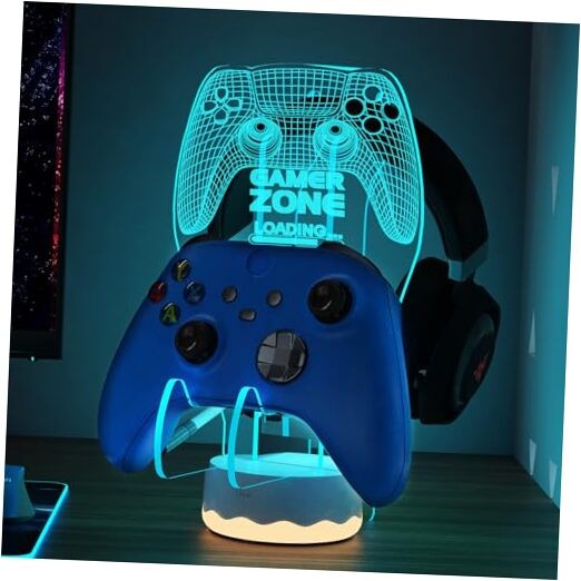 Light up Headset and Controller Stand, 16 Colors 3D LED Lights Gamepad