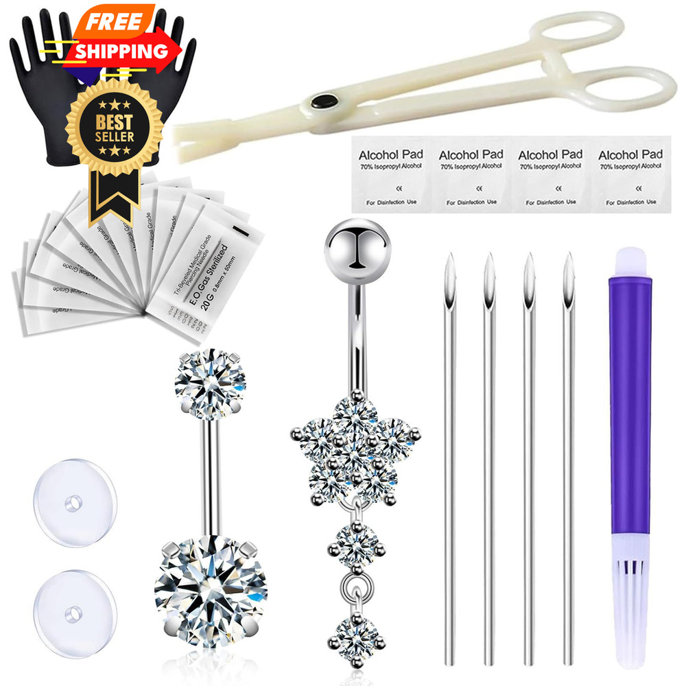 judero Belly Piercing Kit 16Pcs Button -16pcs