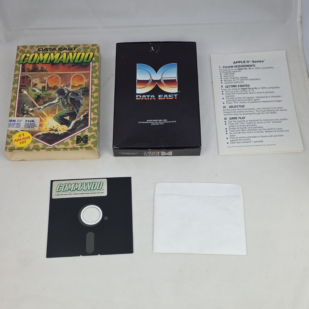Data East Commando 5.25" Floppy Disc Arcade Game for Apple IIe IIc IBM PC