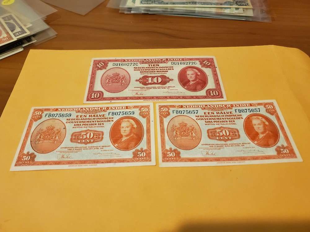 Netherlands indies 3notes set all gem UNC