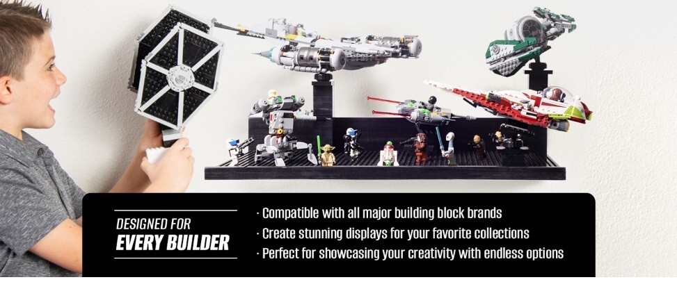 BrickMaster Displays - 16 Inch Building Block Shelf -(2 Pack)